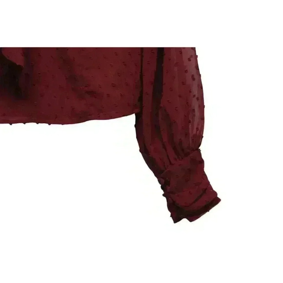 NWT Lulus Blouse Size Medium Textured Swiss Dot Sheer Mesh Keyhole Chiffon - Picture 5 of 16